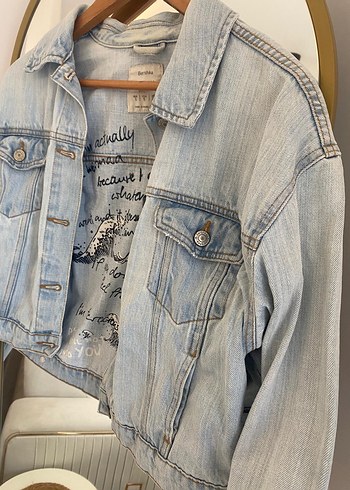 Düğmeli Mavi Kadın Denim Ceket - Görsel 4