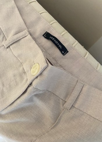 Kadın Bej Keten Kumaş Pantolon - Görsel 3