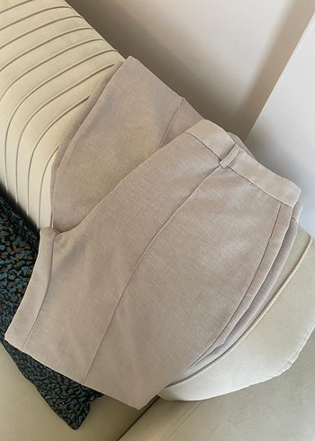 Kadın Bej Keten Kumaş Pantolon - Görsel 4