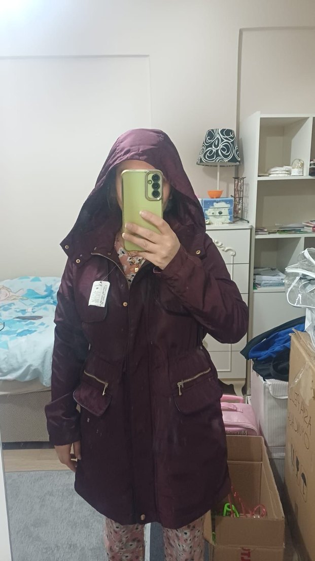 Bordo Fermuarlı Kadın Midi Kışlık Ceket defacto - Görsel 2