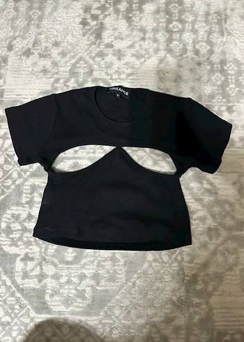 Siyah Kısa Kollu Crop Top