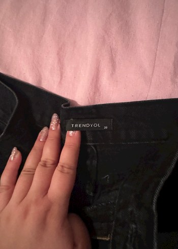38 Beden siyah Renk Siyah Kadın Midi Boy Denim Pantolon