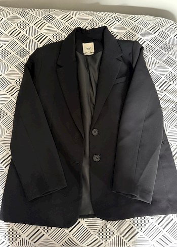 Kadın Siyah Düğmeli Midi Blazer Ceket