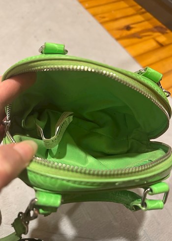 Yeşil Parlak Deri Yılan Desenli Kadın Çanta - Görsel 5