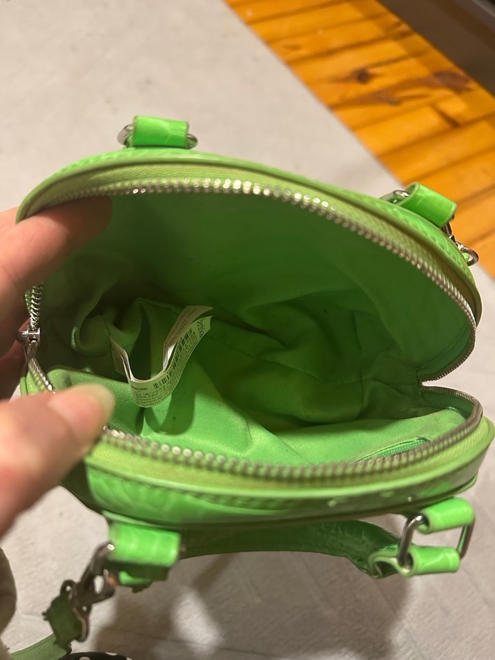 Yeşil Parlak Deri Yılan Desenli Kadın Çanta - Görsel 5