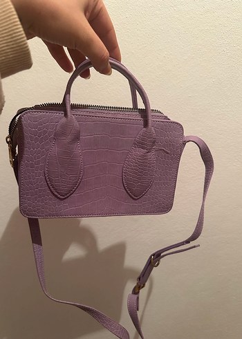 Mor Deri Yılan Desenli Kadın Çanta - Görsel 3