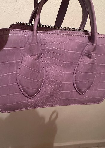 Mor Deri Yılan Desenli Kadın Çanta - Görsel 2