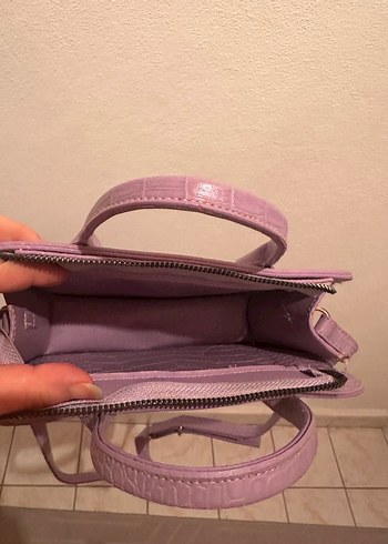 Mor Deri Yılan Desenli Kadın Çanta - Görsel 4