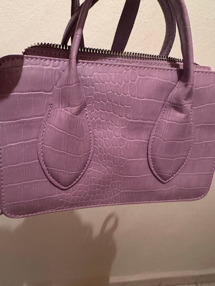 Mor Deri Yılan Desenli Kadın Çanta - Görsel 2