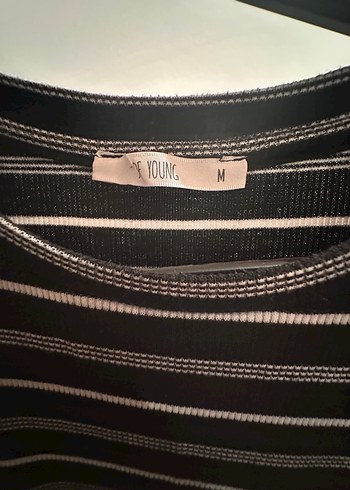 Çizgili Siyah Gri Midi Elbise - Görsel 4