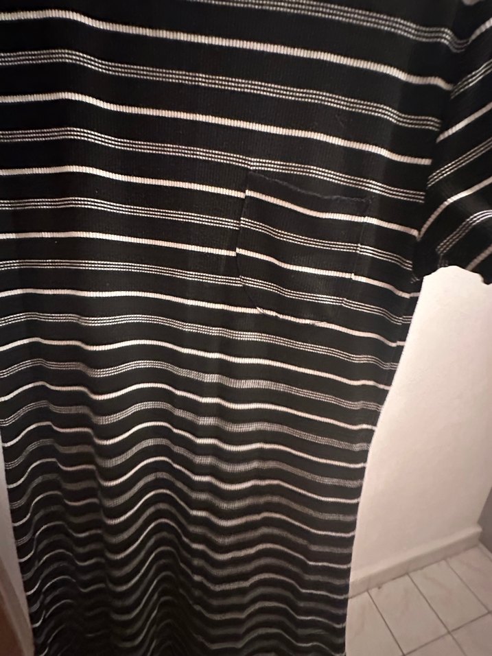 Çizgili Siyah Gri Midi Elbise - Görsel 3