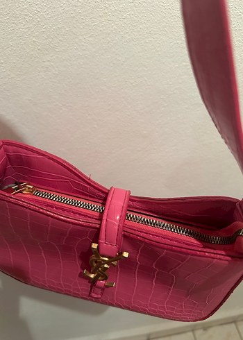 Parlak Pembe Yılan Derisi Desenli Kadın Çanta - Görsel 3