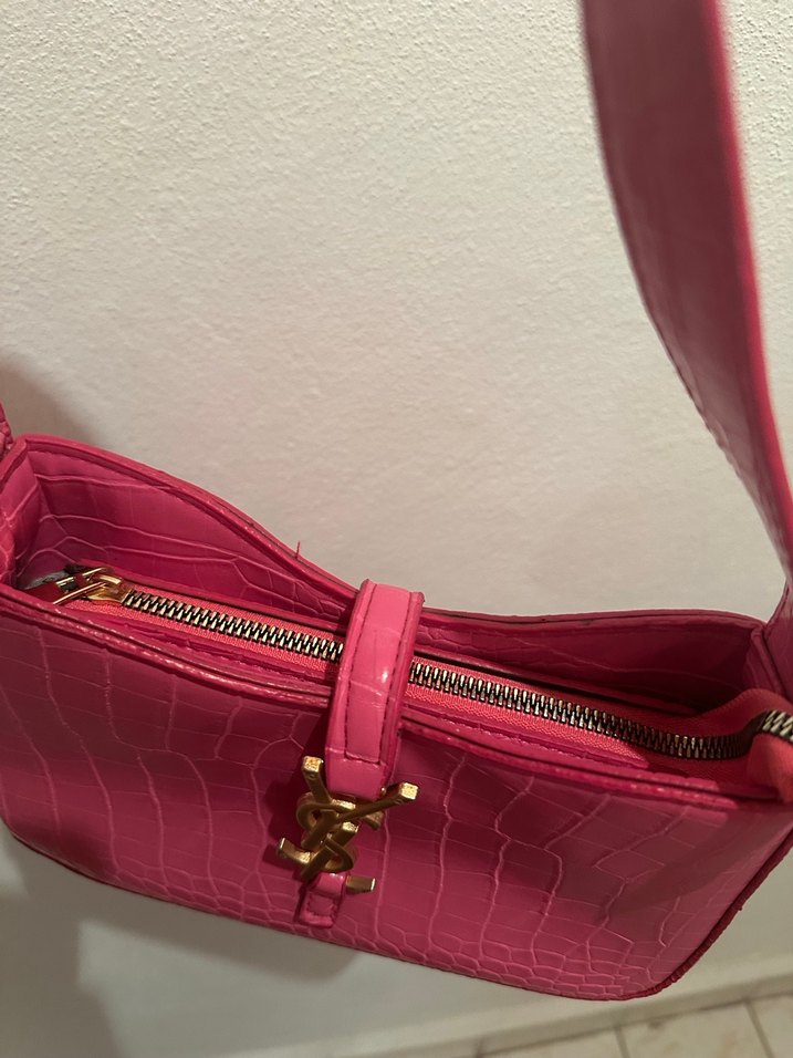 Parlak Pembe Yılan Derisi Desenli Kadın Çanta - Görsel 3