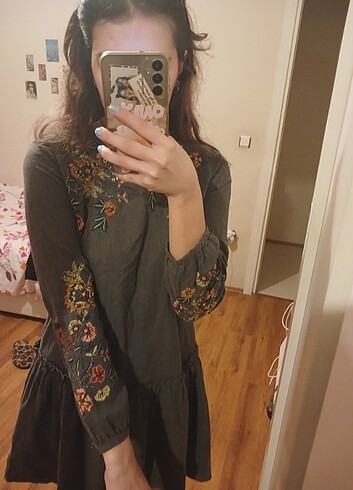 xs Beden Zara gri elbise