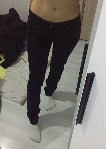Diğer siyah exrta düşük bel jean