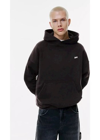 Pull&Bear Siyah Kapüşonlu Sweatshirt - Görsel 3