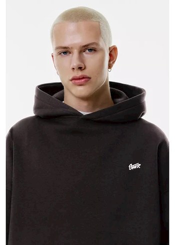 Pull&Bear Siyah Kapüşonlu Sweatshirt - Görsel 2