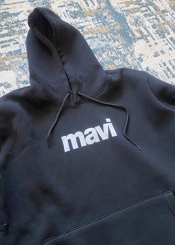 Mavi Siyah Kapüşonlu Unisex Ürün - Görsel 2
