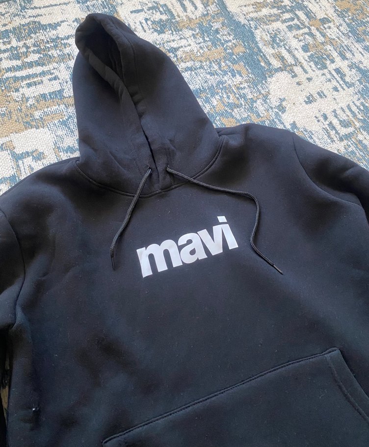Mavi Siyah Kapüşonlu Unisex Ürün - Görsel 2