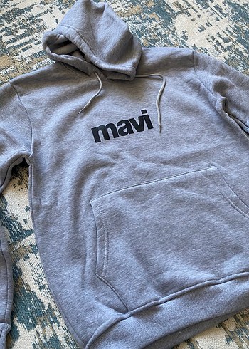 Mavi Gri Kapüşonlu Unisex Ürün - Görsel 3