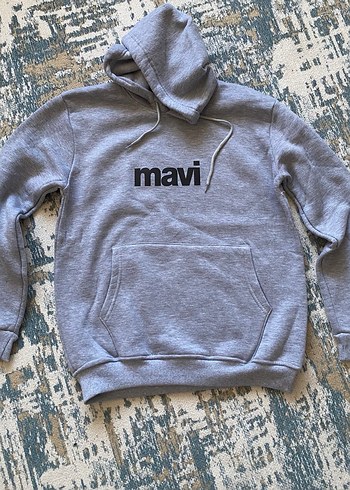 Mavi Gri Kapüşonlu Unisex Ürün - Görsel 2