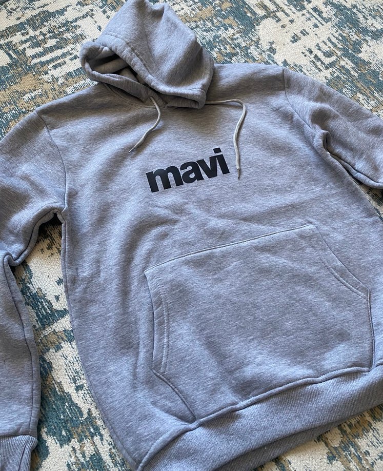 Mavi Gri Kapüşonlu Unisex Ürün - Görsel 3
