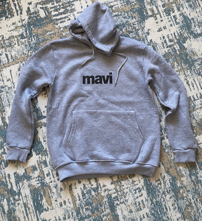 Mavi Gri Kapüşonlu Unisex Ürün - Görsel 2