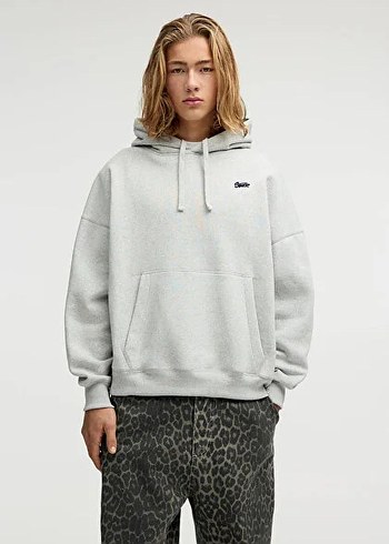 Pull&Bear Gri Kapüşonlu Unisex Sweatshirt - Görsel 3