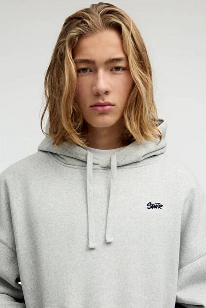 Pull&Bear Gri Kapüşonlu Unisex Sweatshirt - Görsel 2