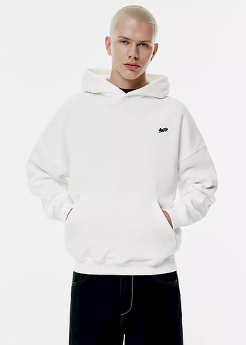 Pull&Bear Beyaz Kapüşonlu Sweatshirt - Görsel 3