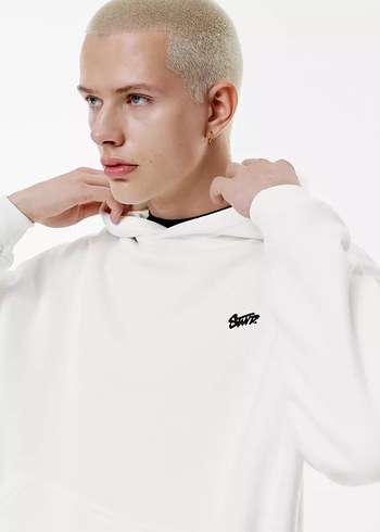 Pull&Bear Beyaz Kapüşonlu Sweatshirt - Görsel 2