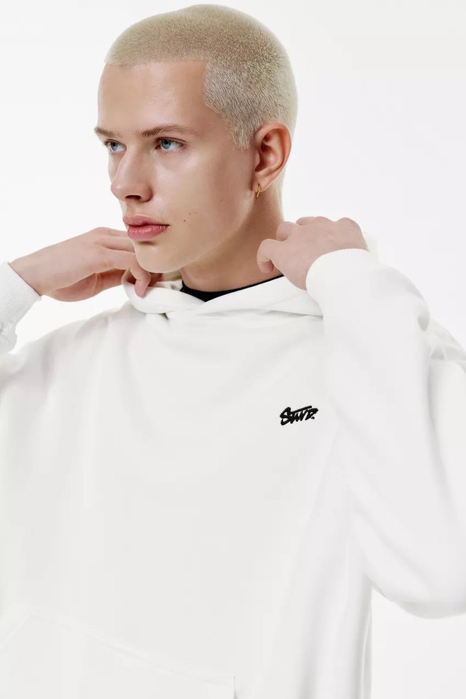 Pull&Bear Beyaz Kapüşonlu Sweatshirt - Görsel 2