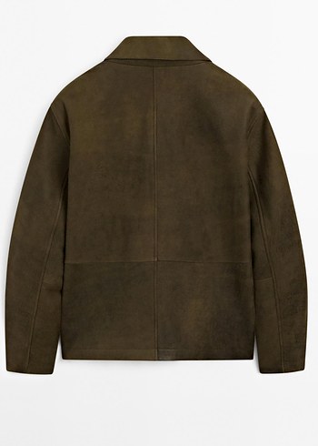 Massimo Dutti Distressed Görünümlü %100 Koyu Derisi Erkek Ceket