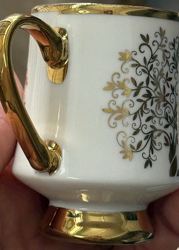 Karaca Güz 6 kişilik Beyaz Altın Detaylı Kahve Fincanı ve Tabağı - Görsel 6