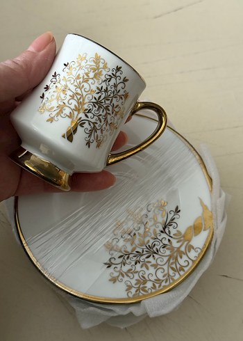 Karaca Güz 6 kişilik Beyaz Altın Detaylı Kahve Fincanı ve Tabağı - Görsel 9