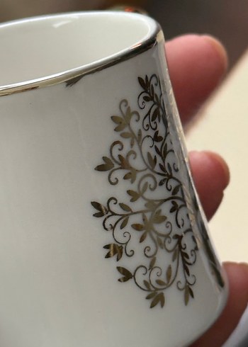 Karaca Güz 6 kişilik Beyaz Altın Detaylı Kahve Fincanı ve Tabağı - Görsel 7