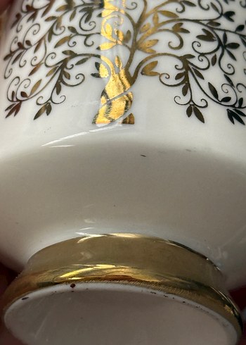 Karaca Güz 6 kişilik Beyaz Altın Detaylı Kahve Fincanı ve Tabağı - Görsel 4