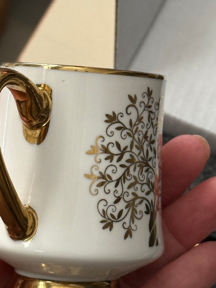 Karaca Güz 6 kişilik Beyaz Altın Detaylı Kahve Fincanı ve Tabağı - Görsel 5