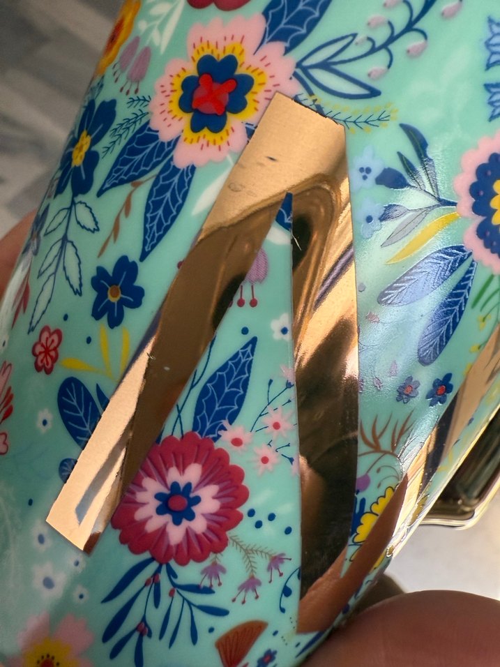 Karaca N harfi Renkli Çiçek Desenli Turkuaz Kupa - Görsel 2