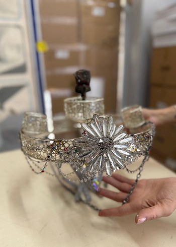 Ateş Dansçı başlığı gümüş Renkli Payetli Avant-Garde - Görsel 3