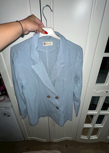 Zara Acik Mavi Cift Sirali Blazer Ceket
