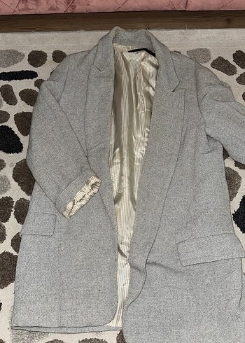 Zara Sikligin Ve Rahatligin Bulustugu Gri Uzun Blazer