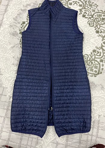 Kadın Lacivert Uzun Şişme Yelek - Görsel 3