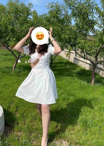 Beyaz Mini Drapeli Mezuniyet, Nikah, Bride, Nişan Elbisesi - Görsel 3