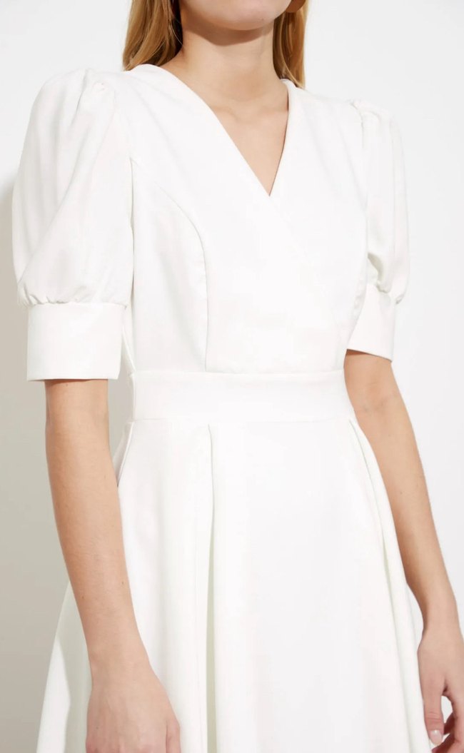 Beyaz Mini Drapeli Mezuniyet, Nikah, Bride, Nişan Elbisesi - Görsel 4