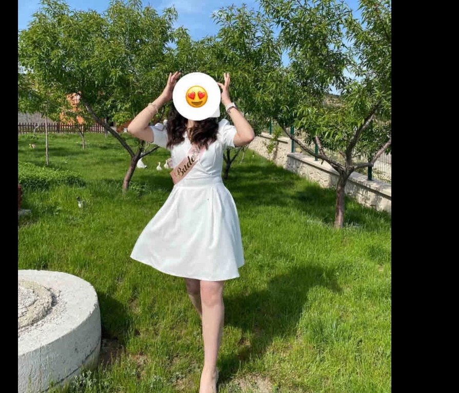 Beyaz Mini Drapeli Mezuniyet, Nikah, Bride, Nişan Elbisesi - Görsel 3