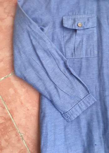 xl Beden mavi Renk Düğmeli Mavi Denim Gömlek