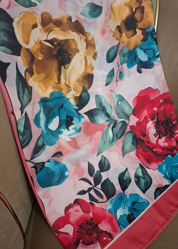 pembe çiçekli şal - Görsel 5