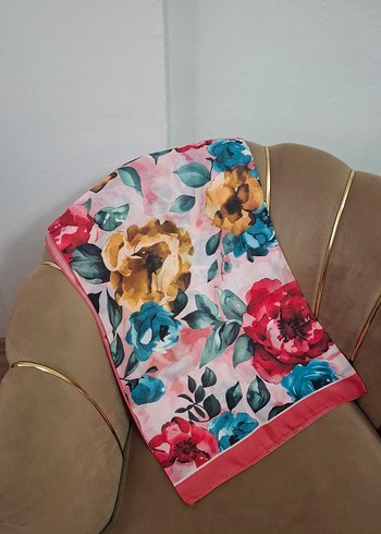pembe çiçekli şal - Görsel 4