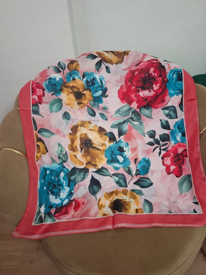 pembe çiçekli şal - Görsel 3